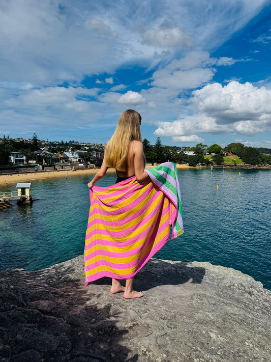 Twin Palms - Saffron Flamingo Beach Towel