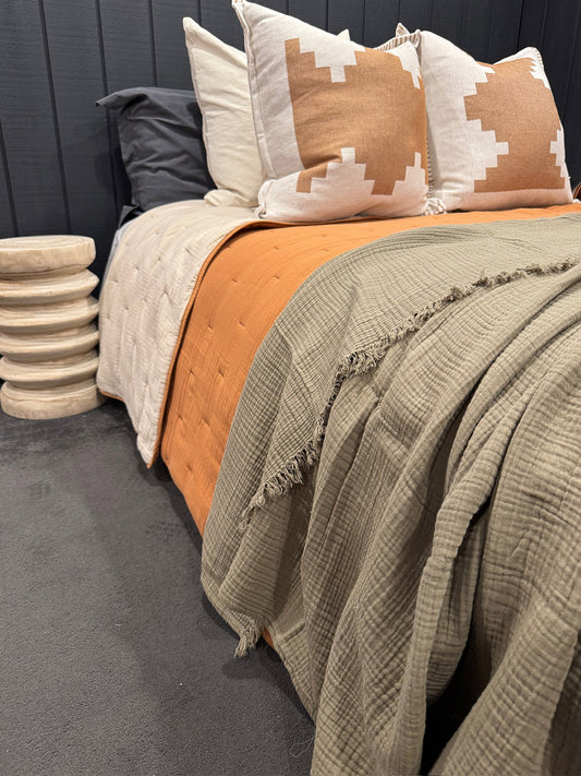 Muslin Blanket Queen  - Sage Green